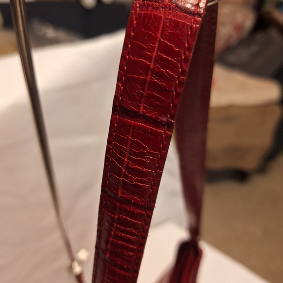 Brighton Red Leather croc Embossed shoulder bag 13.5"x10" EUC - Picture 8 of 14